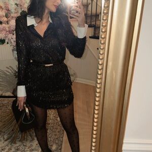 Elegant Black sequin set with White Accents from Theo the Label